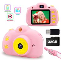 Kids Digital Camera for Girls,Best Birthday Gifts for 3-8 Year Olds Girls,Toys for Girls Age 4 5 6 7 8,Kids Video Camera Recorder Camera Shockproof 8MP HD Toddler Cameras Pink (32GB Memory Card)