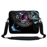 Meffort Inc 13 13.3 Inch Neoprene Laptop/Ultrabook/Chromebook Bag Carrying Sleeve with Hidden Handle and Adjustable Shoulder Strap - Gray Butterfly Design