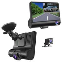 Master Tailgaters 3 Camera Windshield Mount DVR Dash Cam - Records Forward, Cabin & Backup Camera with 4 Inch LCD IPS Screen