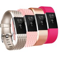 Tobfit Sport Silicone Bands Compatible for Fitbit Charge 2 Classic & Special Edition, 4 Pack, Blush Pink/Champagne/Rose Gold/Rose Pink, Large Color: Blush Pink/Champagne/Rose Gold/Rose Pink