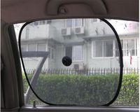 BININBOX 2Pcs Set Mesh Car Rear Side Window Sun Shade Curtain SUV Auto with 1 Suction Cup Breathable Travel Foldable Vehicle