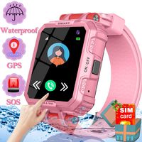 [Free SIM Card] Kids Smart Watch Waterproof GPS Tracker Watch for Kids Ages 3-12 Girls Boys Smartwatch Phone with Two-Way Call Games SOS Alarm Clock Camera Digital Wrist Watch Xmas Holiday Toy Gift