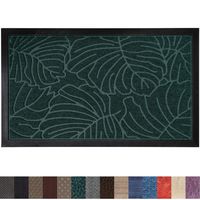 Gorilla Grip Original Durable Rubber Door Mat, 35x23, Heavy Duty Doormat for Indoor Outdoor, Waterproof, Easy Clean, Low-Profile Rug Mats for Winter Snow, Entry, Patio, High Traffic Areas, Green Palm