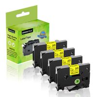 GREENCYCLE 4 Pack Compatible for Brother TZe-S621 TZ-S621 Extra Strength Black on Yellow Laminated Tape 3/8 inch x 26.2 ft 9mm x 8m Work with P-Touch PT-P750W PT-P700 PT-D210 PT-D600 Label Maker