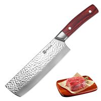 Nakiri Knife - PAUDIN Ultra Sharp Cleaver 7 Inch German HC Stainless Steel, Multipurpose Kitchen Knives for Meat & Vegetable with Pakkawood Handle, Hammered Pattern
