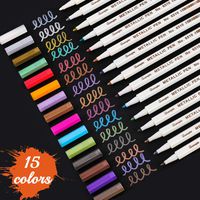 Sunshilor Metallic Markers Fine Point Metallic Marker Pens for Black Paper, Art Rock Painting, Easter Egg, Halloween Pumpkin, Card Making, Metal, Ceramics, Wine Glass, Set of 15