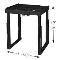 Tools for School Locker Shelf. Adjustable Width 8" - 12 1/2" and Height 9 3/4" - 14". Stackable and Heavy Duty. Ideal for School, Work and Gym Lockers (Black)