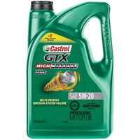 Castrol 03100 GTX High Mileage 5W-20 Synthetic Blend Motor Oil, 5 Quart
