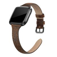 SWEES Leather Bands Compatible with Fitbit Versa 2 / Fitbit Versa Lite & SE/Fitbit Versa, Slim Thin Genuine Leather Replacement Strap for Versa Women (5.5" - 7.9"), Black, Champagne, Rose Gold, Tan