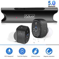 True Wireless Earbuds, Aduarjo Bluetooth Headphones Wireless Earphones Bluetooth 5.0 TWS Cordless Headphones IPX7 Waterproof Stereo Hi-Fi Sound Earphone with Mic Charging Case