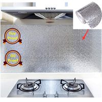 Kitchen Cleaning Supplies Oil Proof Backsplash Wallpaper Self Adhesive, Napoo Heavy Duty Aluminum Foil Wall Stickers Peel Stove Burner Covers, 250 °C High Temp Resistant (2' 16.5' /Ft)