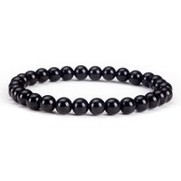 Cherry Tree Collection Gemstone Beaded Stretch Bracelet 6mm Round Beads | Large - 7.5" (Black Tourmaline)