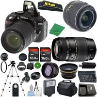 ZeeTech Ultimate Bundle for D5300 24.2 MP DSLR, NIKKOR 18-55mm f/3.5-5.6 Auto Focus-S DX VR, Tamron 70-300mm DI LD Zoom, 2pcs 16GB ZeeTech Memory, Case, Wide Angle, Telephoto, Flash