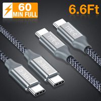 Capshi USB-C to C-Cable [2Pack, 6.6Ft] USB C to USB C Charging Cord USB C Male to Male Charger Braided Compatible Google Pixel 3 2 XL, Galaxy S9 S8 Plus, Note 8, Huawei Matebook, Nexus 6P, MacBook