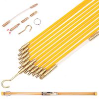 33' Fiberglass Running Wire Cable Coaxial Electrical Fish Tape Pull Push Kit