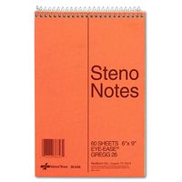 NATIONAL Brown Board Cover Steno Notebook, Gregg, Green Paper, 6 x 9 Inches, 60 Sheets (36646)