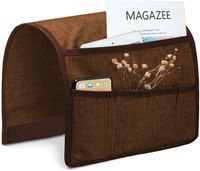 Joywell Sofa Armrest Pocket Organizer,Anti-Sliding Couch Arm Chair Caddy with 5 Pockets for Magazine, Books, TV Remote Control, Cell Phone, Glasses, iPad (13'' x 35'', Chocolate)