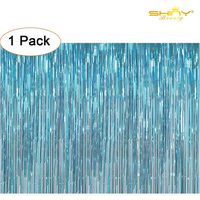 ShiDianYi Party Supplies Tinsel Backdrop Curtains Metallic 3FTx8FT Foil Fringe Photo Backdrop (Turquoise)
