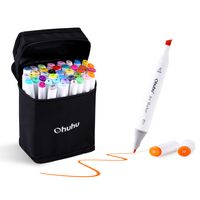 Ohuhu 40-Color Alcohol Marker, Dual Tips Permanent Art Markers for Kids, Highlighter Pen Sketch Markers for Drawing Sketching Adult Coloring, Alcohol-Based Markers, Bonus 1 Colorless Blender