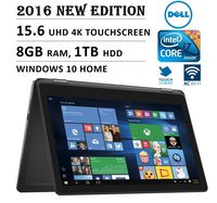 2016 DELL 7000 Series Inspiron 2-in-1 15.6" 4K 3840 x 2160 UHD Touch-screen Flip Convertible Laptop, Intel Core i7 6500U up to 3.1 GHz, 8GB RAM, 1TB HDD, 802.11AC, Bluetooth, HDMI, Windows 10