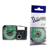 LM Tapes - Casio KL-7200 12mm Black on Green Compatible Label Tape for Casio KL7200 EZ Label Printer