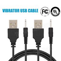 2 Fast Charging DC Vibrator Cable Cord for Rechargeable, Massagers, Work with Universal USB Power Supply Charger Black