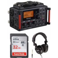 Tascam DR-60DmkII DSLR Audio Recorder with 32GB SD Card and Studio Headphones