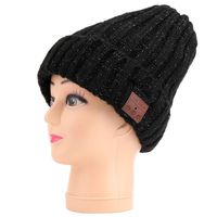 Happy-top Wireless Music Beanie Hat with Bluetooth Stereo Headphone Headset Mic Hands Free Winter Warm Knit Beanie Speaker Hat Unisex Running Cap Men Women Gifts for Skating Skiing Walking (Black)