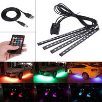 Hlyjoon LED Foot Atmosphere Lights RGB Car Silica Gel Auto Interior Strip Light 5V 4X 12SMD Multi Color Flexible Glow Lamp Kit with Wireless IR Remote Controlfor Vehicles Universal
