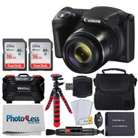 Canon PowerShot SX420 20 MP Digital Camera (Black) + 32GB SDHC Memory Card + Deluxe Carrying Case + Extra Battery + Vivitar Card Case + Flexible Tripod + Cleaning Cloth + Complete Accessories Bundle