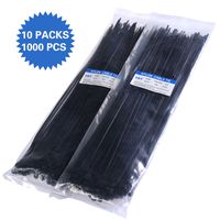 1000 pcs 12" Nylon Plastic Zip Trim Wrap Cable Loop Ties Wire Self Lock 40 lbs