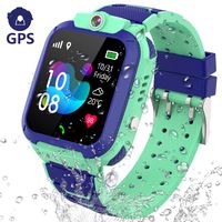 Kids Smart Watch GPS Tracker - IP67 Waterproof Smartwatch Phone for Kids HD Touch Screen SOS Call Voice Chat Digital Wrist Watch Alarm Clock Camera Birthday Gifts for School Boy Girls (Blue)