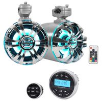 (2) Rockville WB65KLED 6.5" LED Marine Wakeboard Swivel Tower Speakers+Receiver