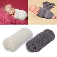 Outgeek Newborn Baby Photography Props 2 Pcs Long Ripple Wrap Newborn Props Baby Photo Props DIY Newborn Photography Wrap (White and Drak Grey)