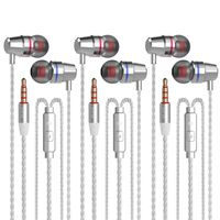 VPB V1 Headphones with Remote & Microphone, in Ear Earphone Stereo Sound Noise Isolating Tangle Free for iOS and Android Smartphones, Laptops, Gaming (3 Pairs of Silver)