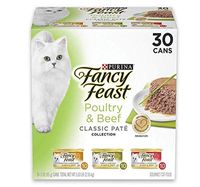 Purina Fancy Feast Grain Free Pate Wet Cat Food Variety Pack, Poultry & Beef Collection - (30) 3 oz. Cans