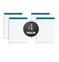 TOPS Docket Writing Pads, 8-1/2" x 11-3/4", Narrow Rule, White Paper, 100 Sheets, 4 Pack (99612)