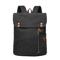 Wxnow Outdoor Canvas Leather Backpack Travel Hiking Camping Rucksack Pack College School Backpack Shoulder Bags Black
