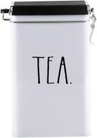 Rae Dunn Tin Storage Box With Metal Clamp Locking Lid (Tea)