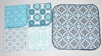 1 Ply Moroccan Tile Flannel Washable Lunchbox Napkins 12x12 inches 5 Pack - Little Wipes (R) Flannel