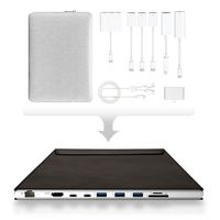 DockCase Ultimate Docking Station and Leather Sleeve Case Bag for MacBook Pro 13" Made from October 2016 or Later with HDMI, USB-C, USB3.0, SD and MicroSD Multi Ports - Brown