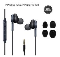 JL supply in Ear Stereo Headphones with Microphone Compatible with Galaxy S10 S10+S9/S9+ S8/S8+ Note8 / Note9 S7 S7 Edge- Earbuds 2 Pack W/Extra 4 Ear Piece(Gray)