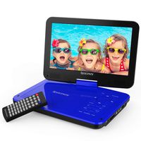 Spacekey Portable DVD Player 12.5" with 5 Hours Rechargeable Battery, Swivel Screen, Support USB/SD Slot and 1.8M Car Charger, Support Memory and Region Free (Blue)
