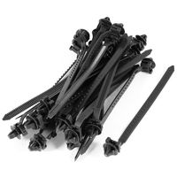 Uxcell Nylon Auto Push Mount Fishbone Cable Tie, 8mm Width, 30 Pcs, Deep Gray