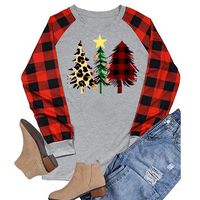 Winsummer Women O Neck Christmas Tree Graphic Tees Blouse Long Raglan Sleeve Baseball T Shirt Top