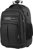 Rolling Backpack, Large Laptop Backpack with Wheels, Waterproof Wheeled Backpack for Business Travel Carryon Backpacks for School Student fit 15.6 15 14 Inch Laptops, Black