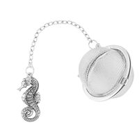 Supreme Housewares 05109 Supreme 18/8 Stainless Steel 2 Inch Mesh Tea Ball Infuser with Zinc Alloy Sea Horse Charm