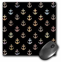 3dRose LLC 8 x 8 x 0.25 Inches Mouse Pad, Black Anchor Pattern Anchors Cutouts from Vintage Maps Cool Travel Modern Contemporary Ship Boat (mp_112851_1)