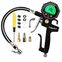 TiGaAT Digital Tire Pressure Gauge Inflator,200 PSI Tire Inflator Air Chuck Compressor Accessories with 360° Rubber Hose for Car Bike Rv Truck Automobile and Motorcycle (Green)