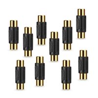 Extractme 10 Pack RCA Coupler Audio Video RCA Female to Female Adapter Gold